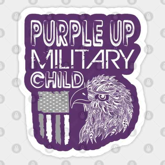 Awareness Month Purple Up for Military Child Purple-Up Eagle Sticker by alcoshirts